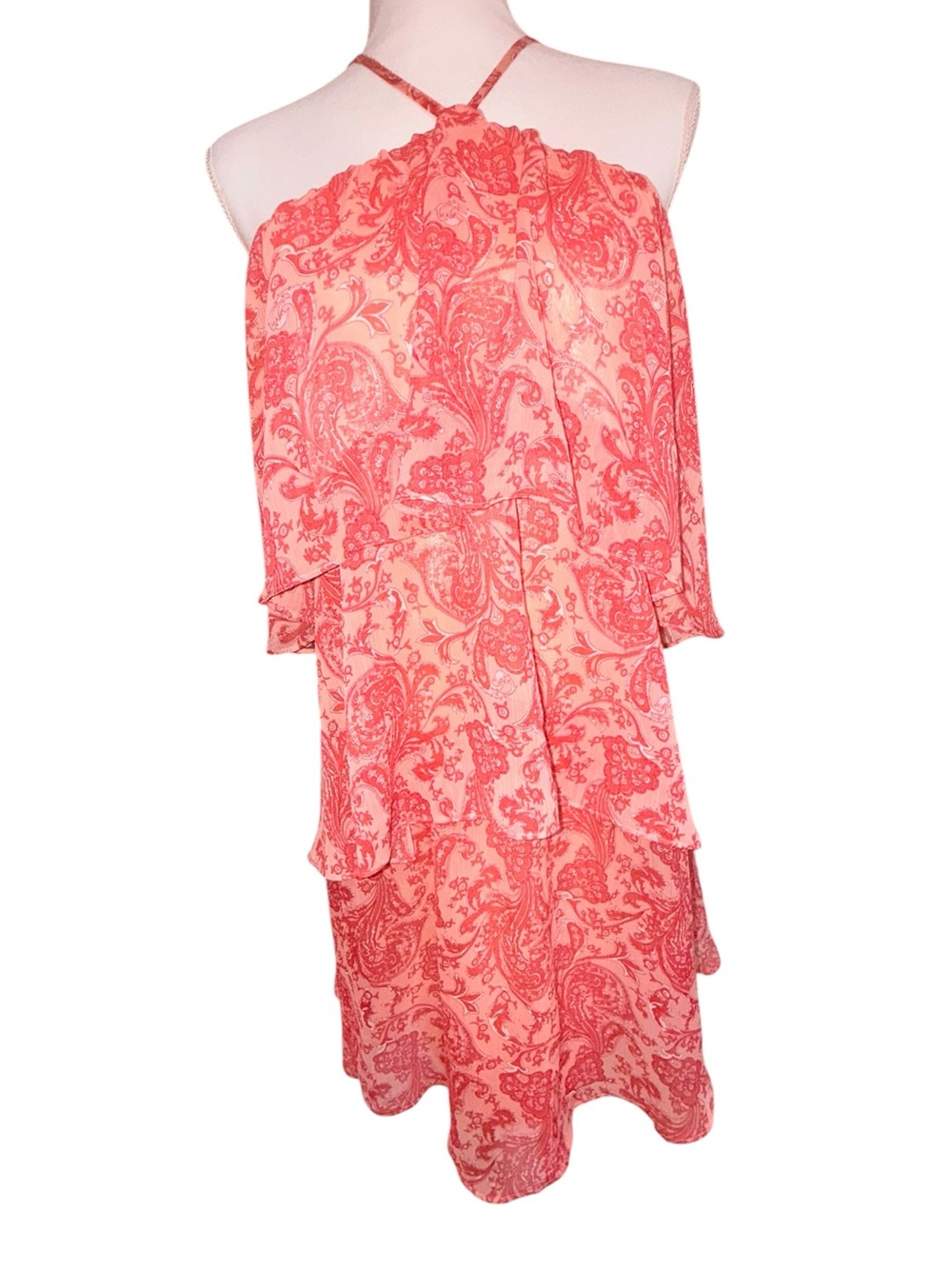 Express Coral Paisley Halter Mini Dress